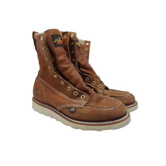 Thorogood Men's 8" Moc Toe Wedge Work Boots 814-4201 (USA) Tobacco Size 10EE - Picture 1 of 8